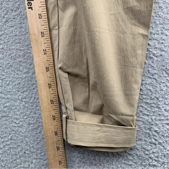 Gentle-Herd Pants NWOT Khaki Beige Pleated Tapered Stretch Cargo Ankle Strap S - Picture 5 of 12